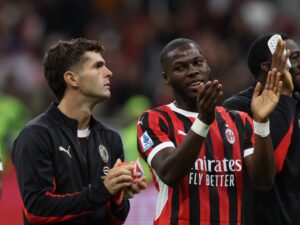 Yunus Musah and Christian Pulisic of AC Milan