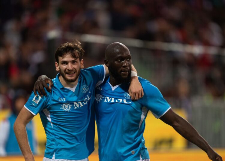 Khvicha Kvaratskhelia and Romelu Lukaku Napoli