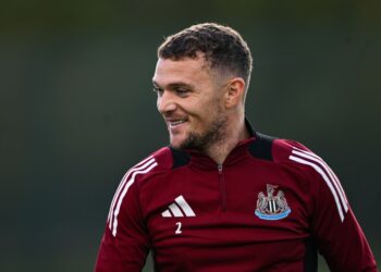NEWCASTLE UPON TYNE, ENGLAND - OCTOBER 03: Kieran Trippier during the Newcastle United Training Session at the Newcastle United Training Centre on October 03, 2024 in Newcastle upon Tyne, England. (Photo by Serena Taylor/Newcastle United via Getty Images)