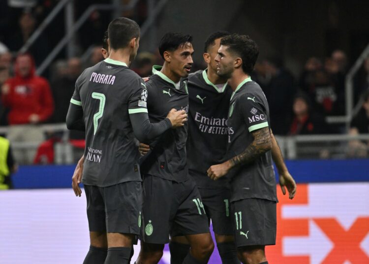 AC Milan players celebrating