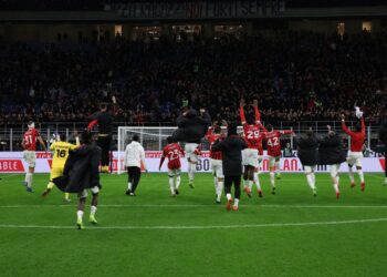 AC Milan players celebrating