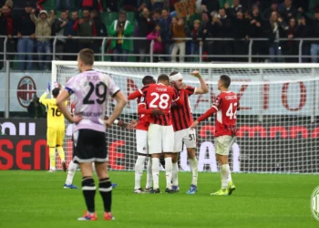 AC Milan players celebrating