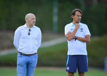 Simone Inzaghi and Giuseppe Marotta of Inter Milan إنتر