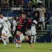 Cagliaris's Nadir Zortea vs AC Milan players