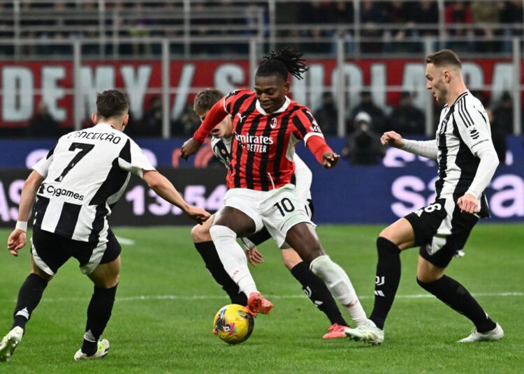 Rafael Leao of AC Milan during a match against Juventus