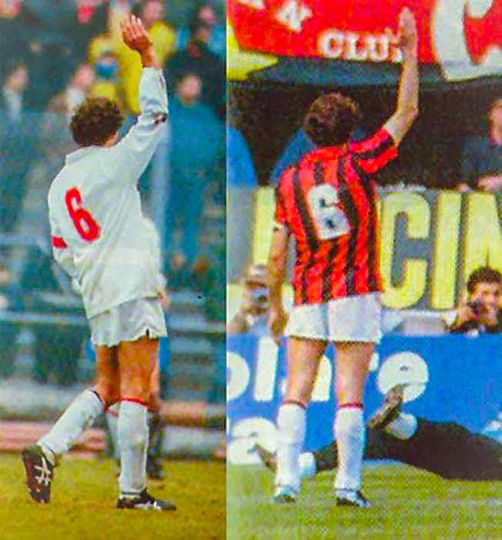 Baresi raising his arm for offside باريزي