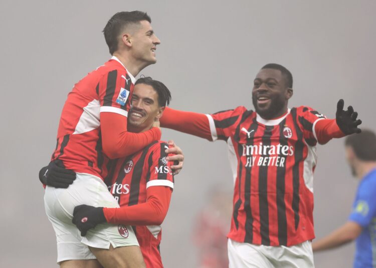 Tijjani Reijnders Youssouf Fofana Alvaro Morata AC Milan ميلان رايندرز يوسف فوفانا موراتا