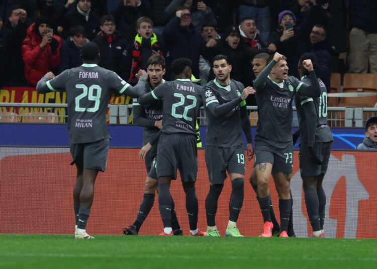 AC Milan players celebrating ميلان