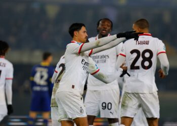 AC Milan players celebrate ميلان