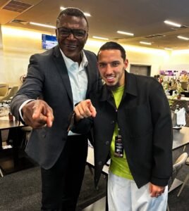 AC Milan's Ismael Bennaceer and Marcel Desailly