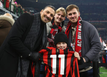 Vinnie with Zlatan Ibrahimovic of AC Milan