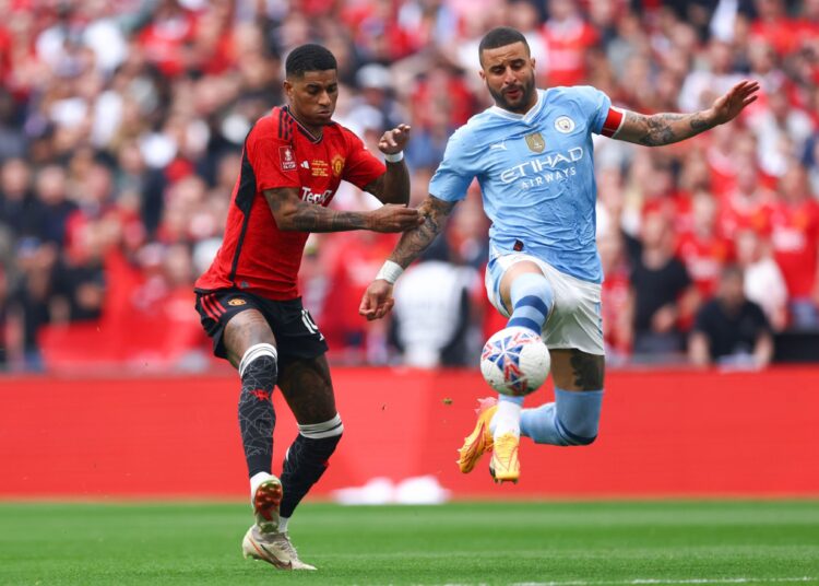 Kyle Walker and Marcus Rashford ووكر راشفورد