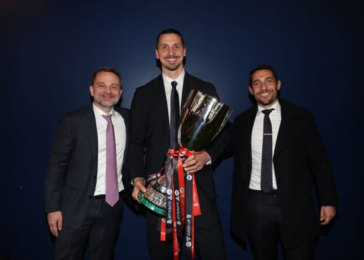 Geoffrey Moncada, Giorgio Furlani, and Zlatan Ibrahimovic of AC Milan ميلان إبراهيموفيتش مونكادا