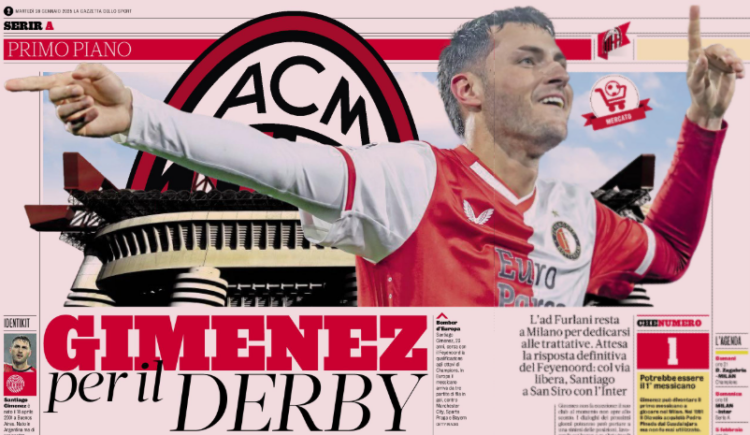 Gazzetta: Gimenez for the derby? Milan continues to try for the Mexican striker