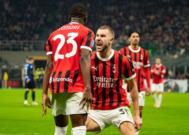 Strahinja Pavlovic Fikayo Tomori of AC Milan ميلان توموري