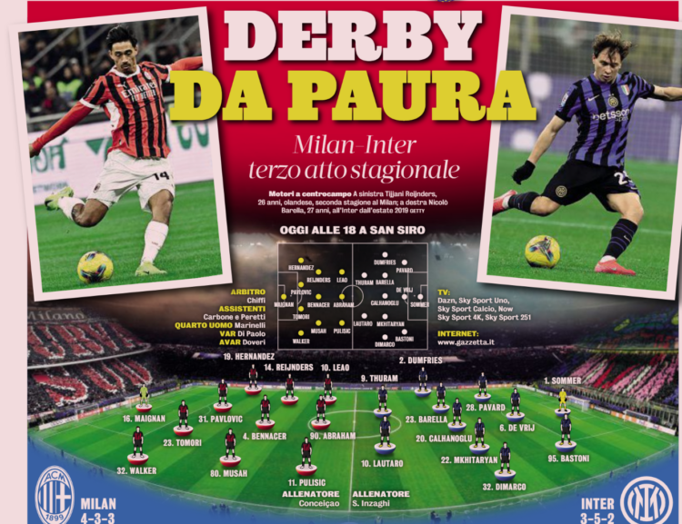 Gazzetta: Derby della Madonnina; Milan – Inter | Possible lineups