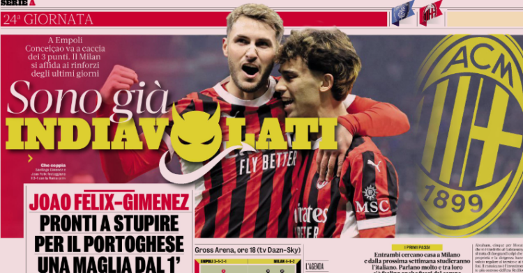 Gazzetta: Joao Felix – Gimenez ready to amaze – The Portuguese starts for Milan today