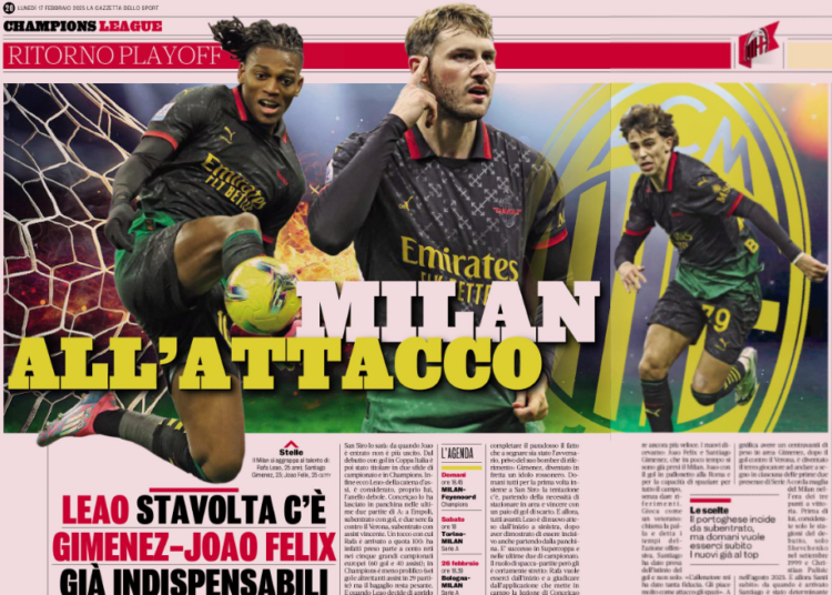 Gazzetta: Milan attack vs Feyenoord – Leão is in this time: Gimenez and João Félix already indispensable