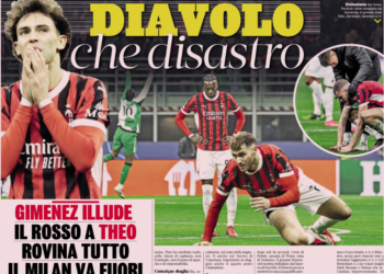 Gazzetta: Gimenez gives hope. Theo’s red ruins everything for Milan vs Feyenoord