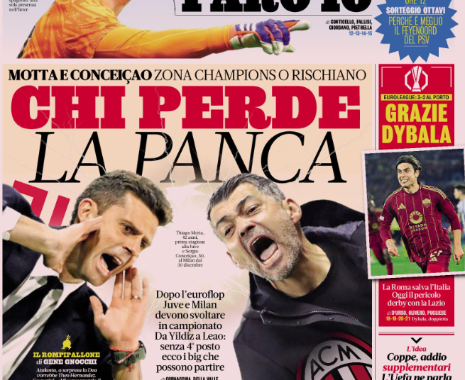 Gazzetta: Juve and Milan must turn things around in the league