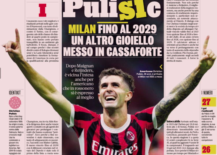 Gazzetta: Milan working on Pulisic renewal until 2029