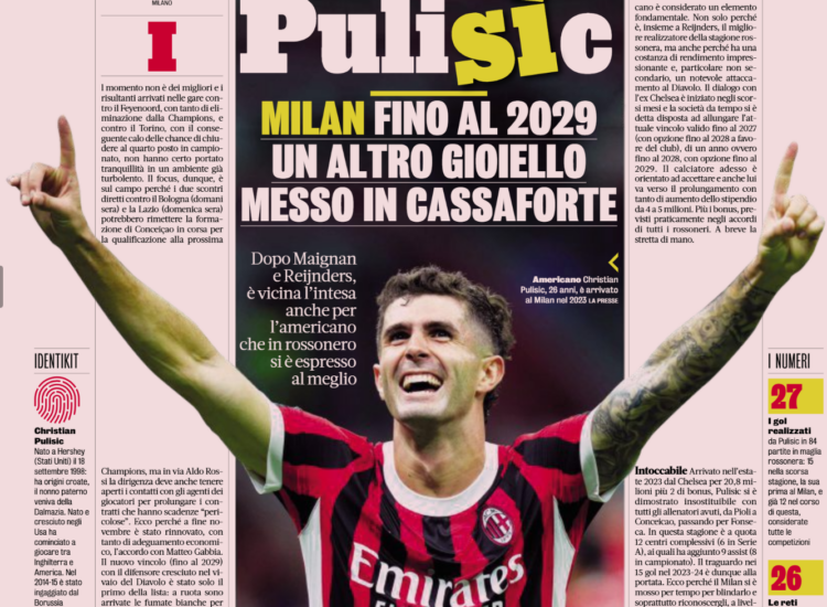Gazzetta: Milan working on Pulisic renewal until 2029