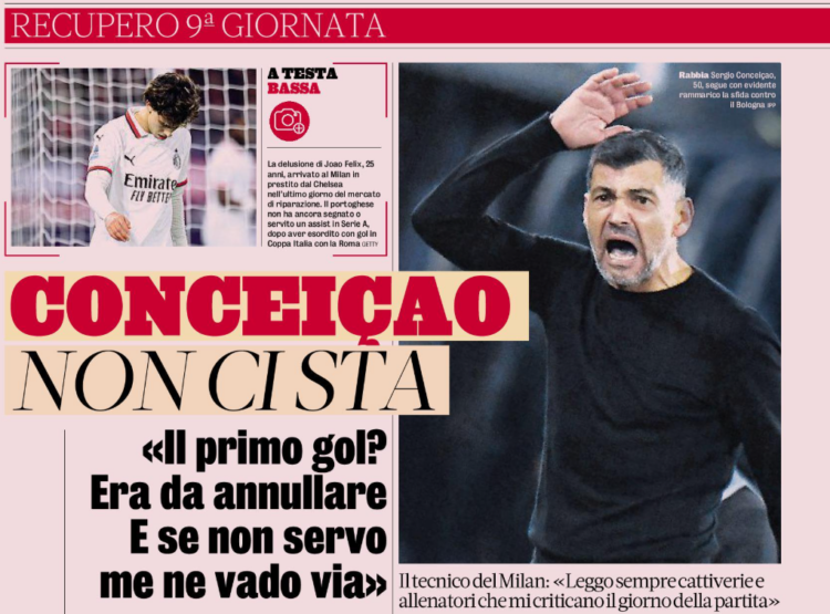 Gazzetta: Conceicao does not accept the loss – “If I’m not needed, I’ll leave”