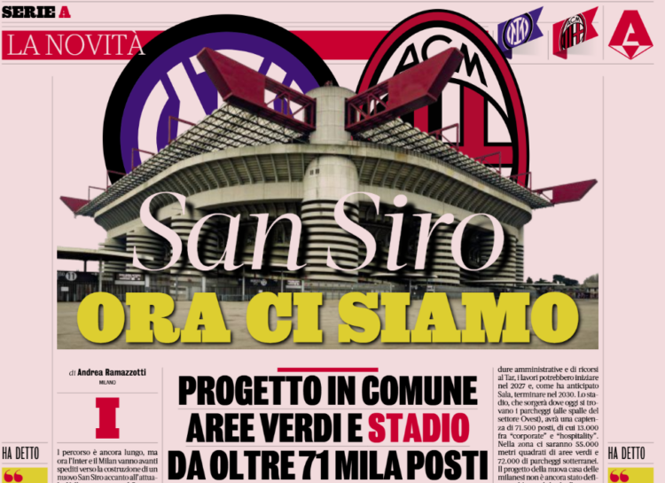 Gazzetta: San Siro, here we are – Milan and Inter deliver dossier and proposal to the administration