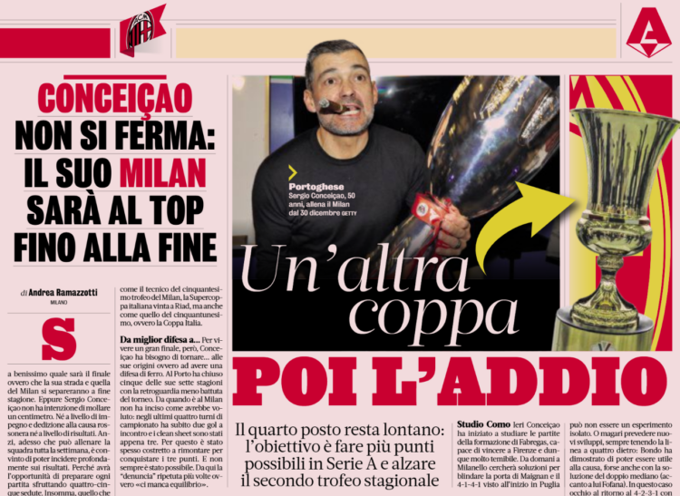 Gazzetta: Conceição doesn’t stop: Work at the maximum level until the end