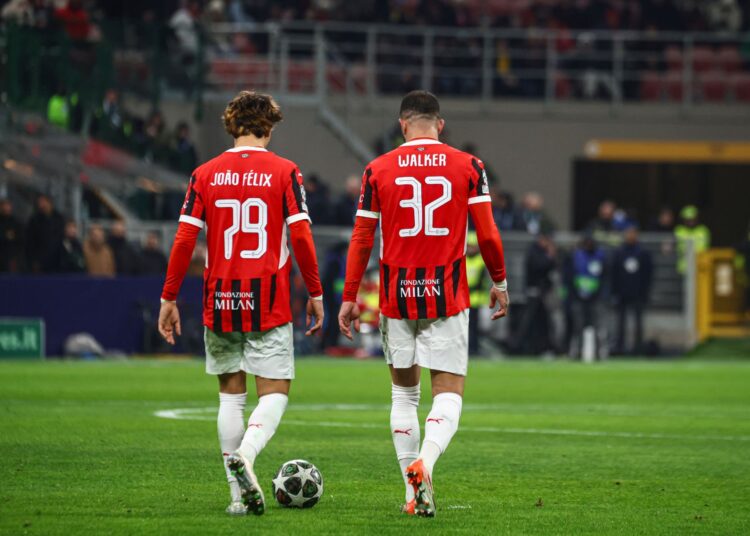 Joao Felix and Kyle Walker of AC Milan ميلان فيليكس ووكر