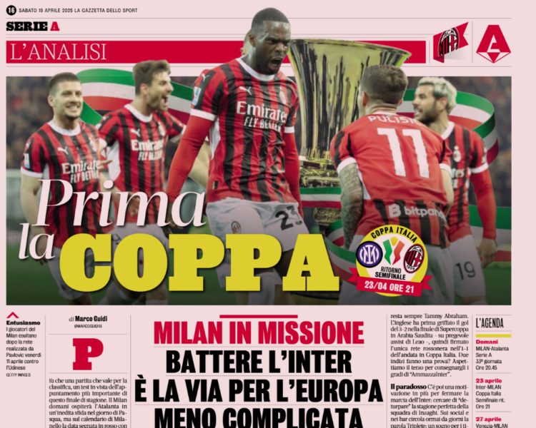 Gazzetta: Milan on a mission – Beating Inter and securing the European qualification