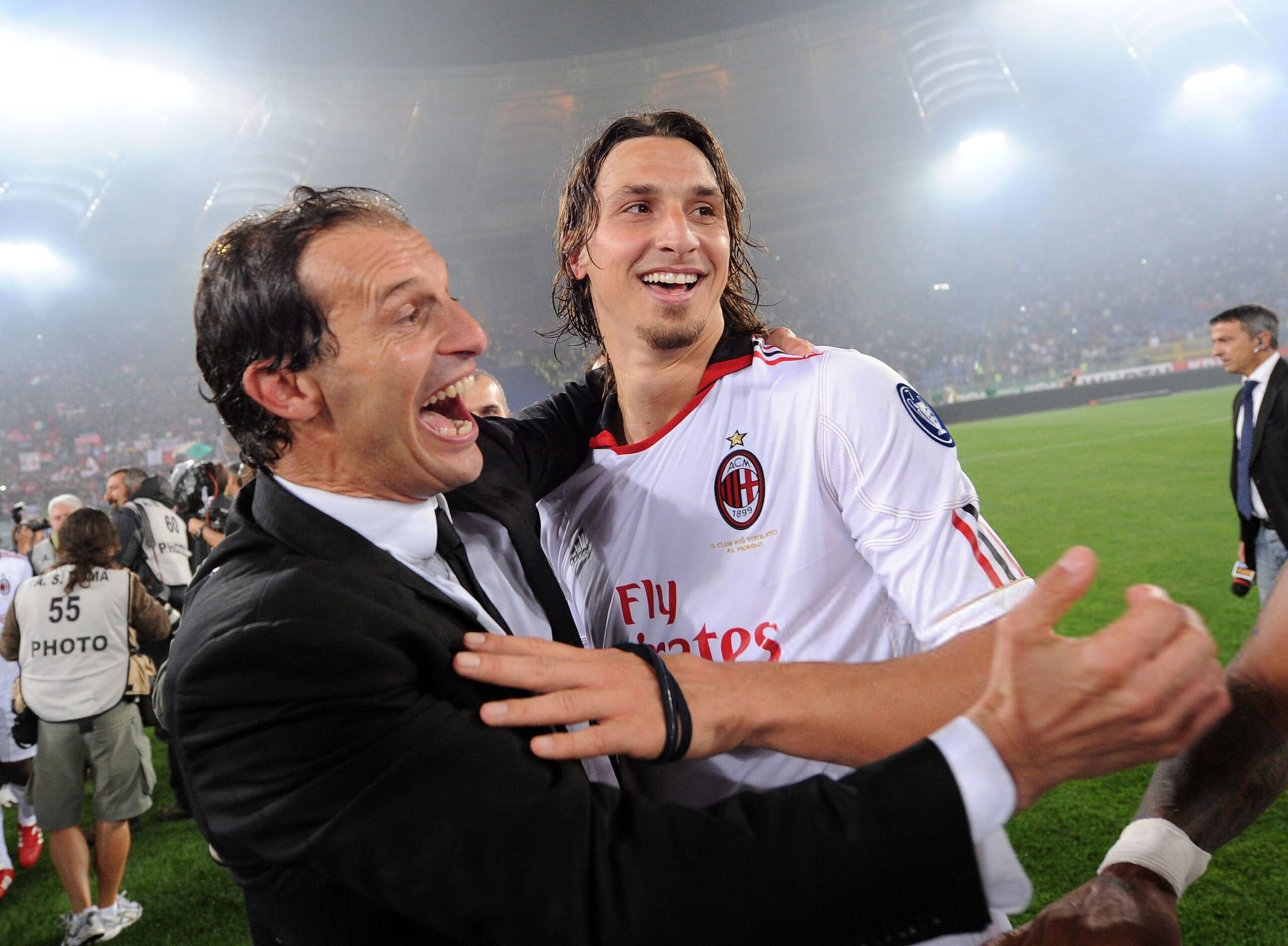Zlatan Ibrahimovic and Massimiliano Allegri of AC Milan ميلان أليغري إبراهيموفيتش