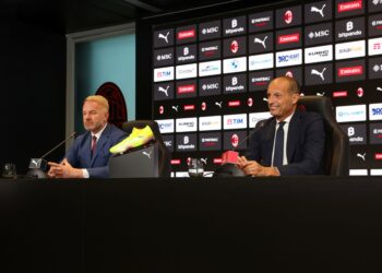 Igli Tare and Massimiliano Allegri (AC Milan via Getty Images)