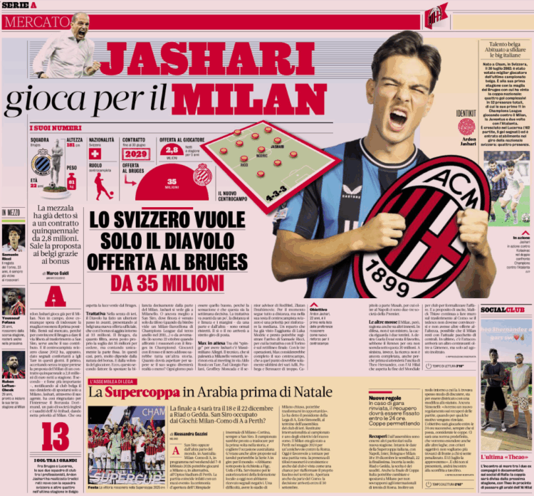 Jashari wants only Milan – €35M offer sent to Club Brugge