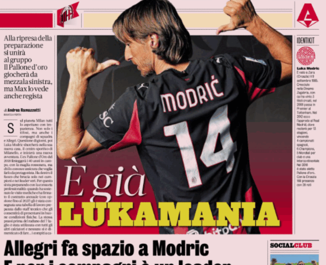 Gazzetta: Allegri makes room for Modric