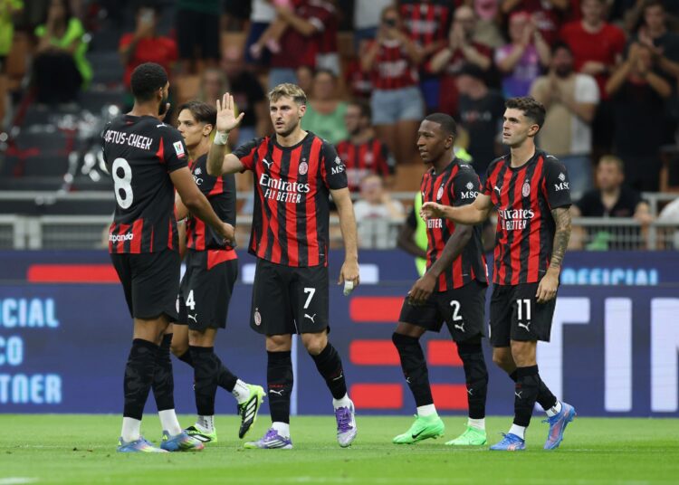 AC Milan players celebrating