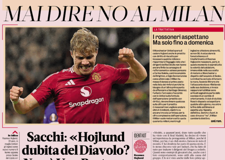 Sacchi advises Milan: “Let’s forget about Hojlund. Milan cannot be a second choice”