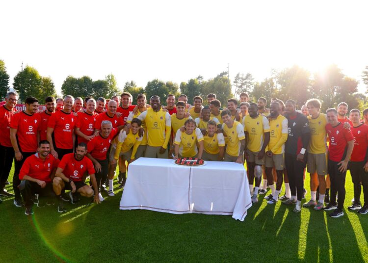 Luka Modric celebrates his birthday with the rest of the AC Milan team