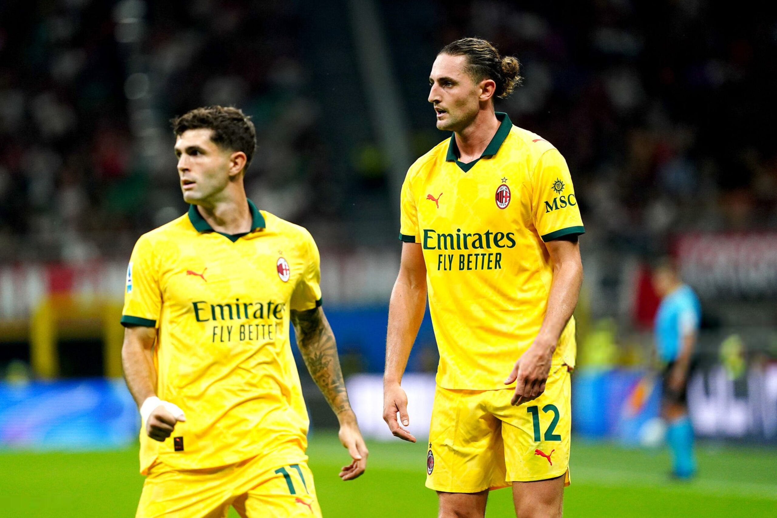 Christian Pulisic and Adrien Rabiot of AC Milan بوليسيك رابيو ميلان