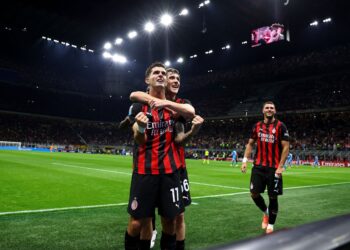 Christian Pulisic and Alexis Saelemaekers of AC Milan ميلان ساليماكرز بوليسيك