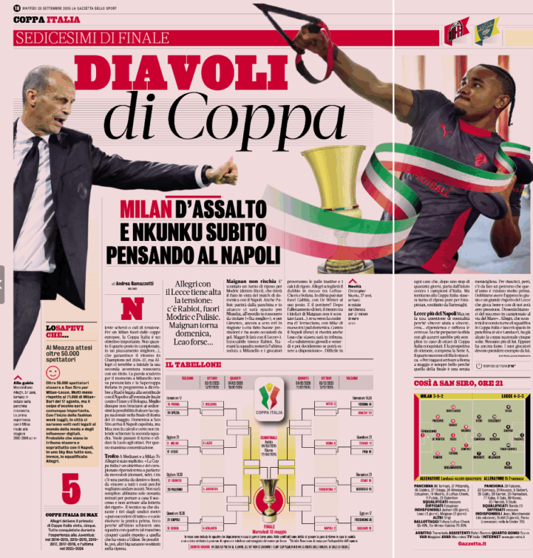 Allegri targets Coppa Italia start and keeps focus ahead of Napoli clash