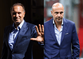 Gerry Cardinale of AC Milan and Tommaso Giulini of Cagliari