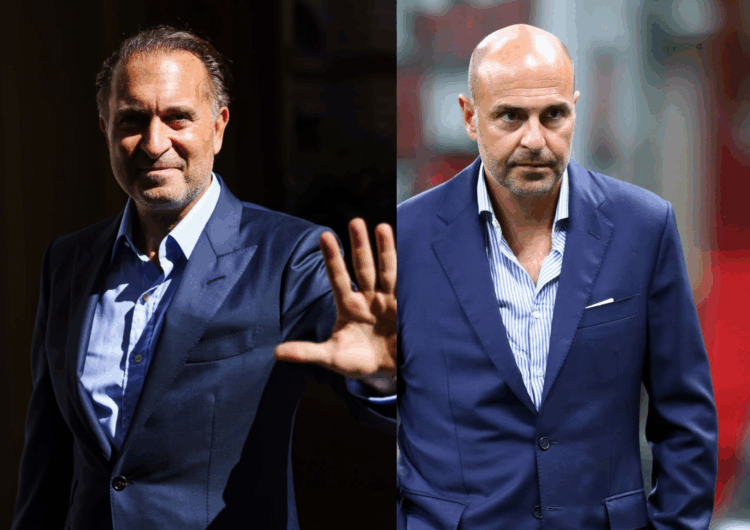 Gerry Cardinale of AC Milan and Tommaso Giulini of Cagliari