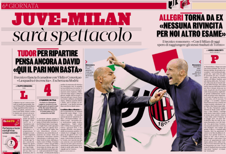 Gazzetta: Allegri returns to Allianz as an opponent and seeks the full points