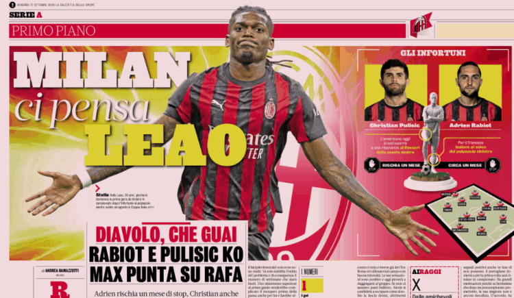 Milan counts on Leao ahead of match against Fiorentina