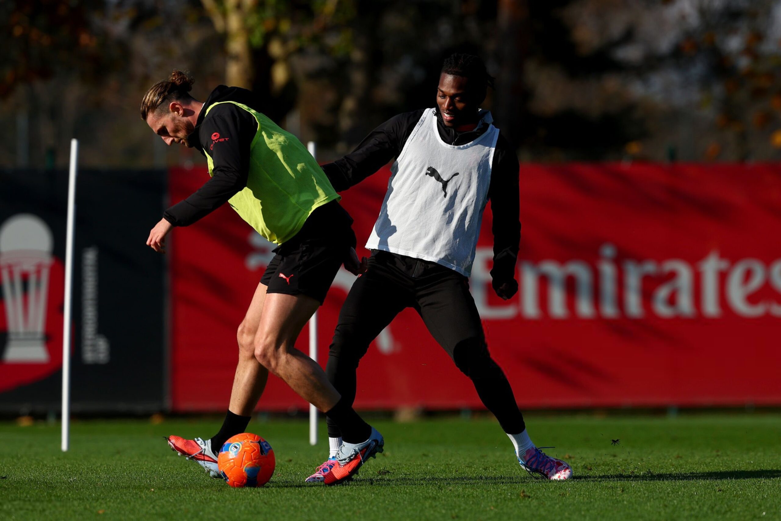 Adrien Rabiot and Rafael Leao of AC Milan