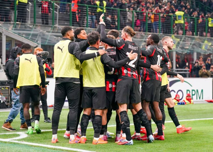 AC Milan players celebrating