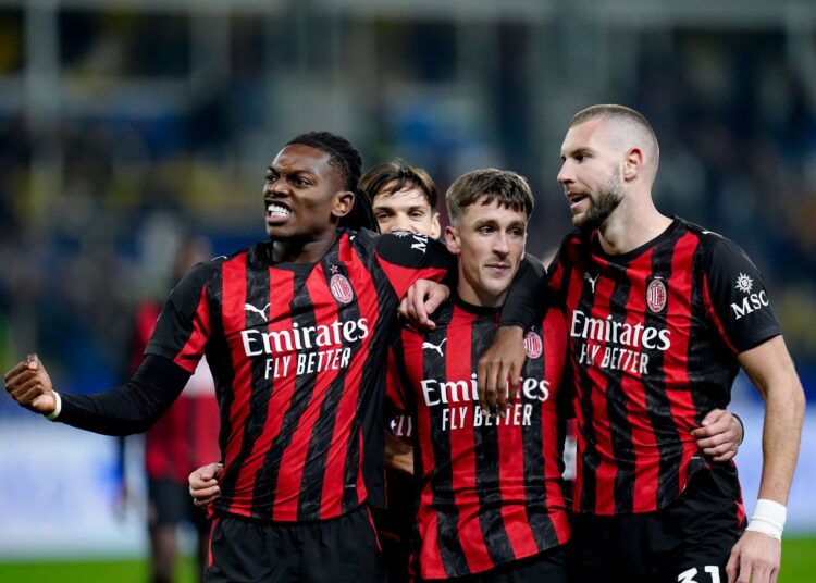 Rafael Leao Alexis Saelemaekers Strahinja Pavlovic AC Milan ميلان بافلوفيتش ساليماكرز لياو