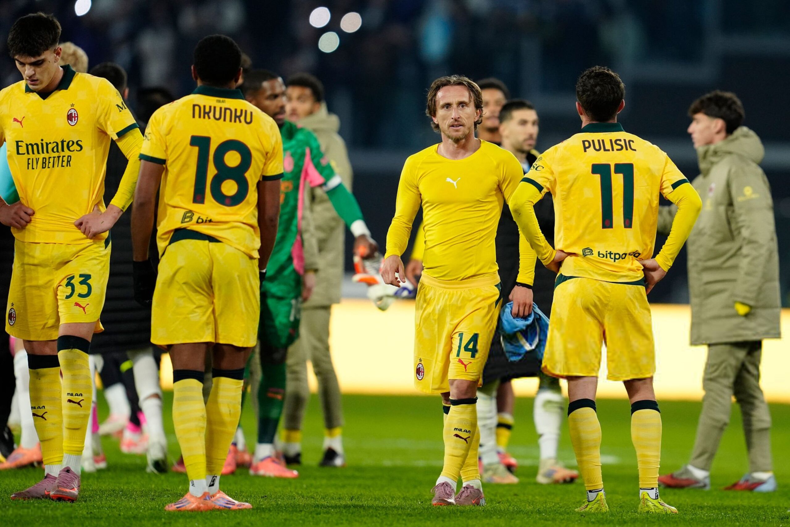 AC Milan players looking dejected