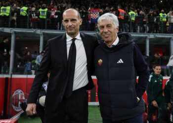 AC Milan's Massimiliano Allegri and Gian Piero Gasperini of Roma